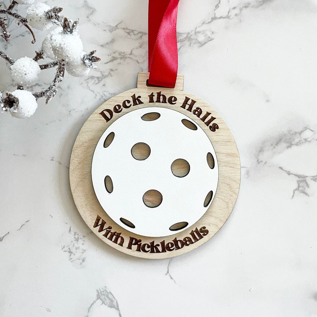 Deck the Halls with Pickleballs Ornament