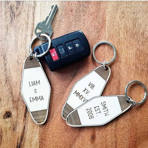 Personalized Wood Hotel Tag Keychain