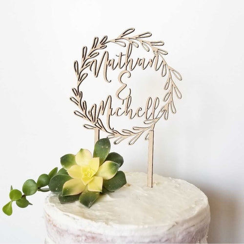 Wreath Names Cake Topper