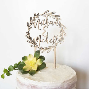 Wreath Names Cake Topper