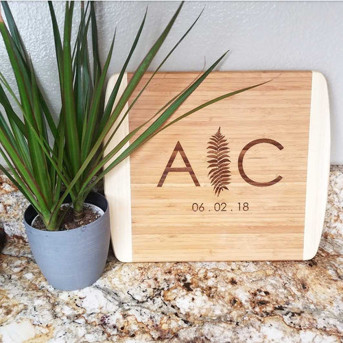 Cutting Board - Fern Leaf Initials